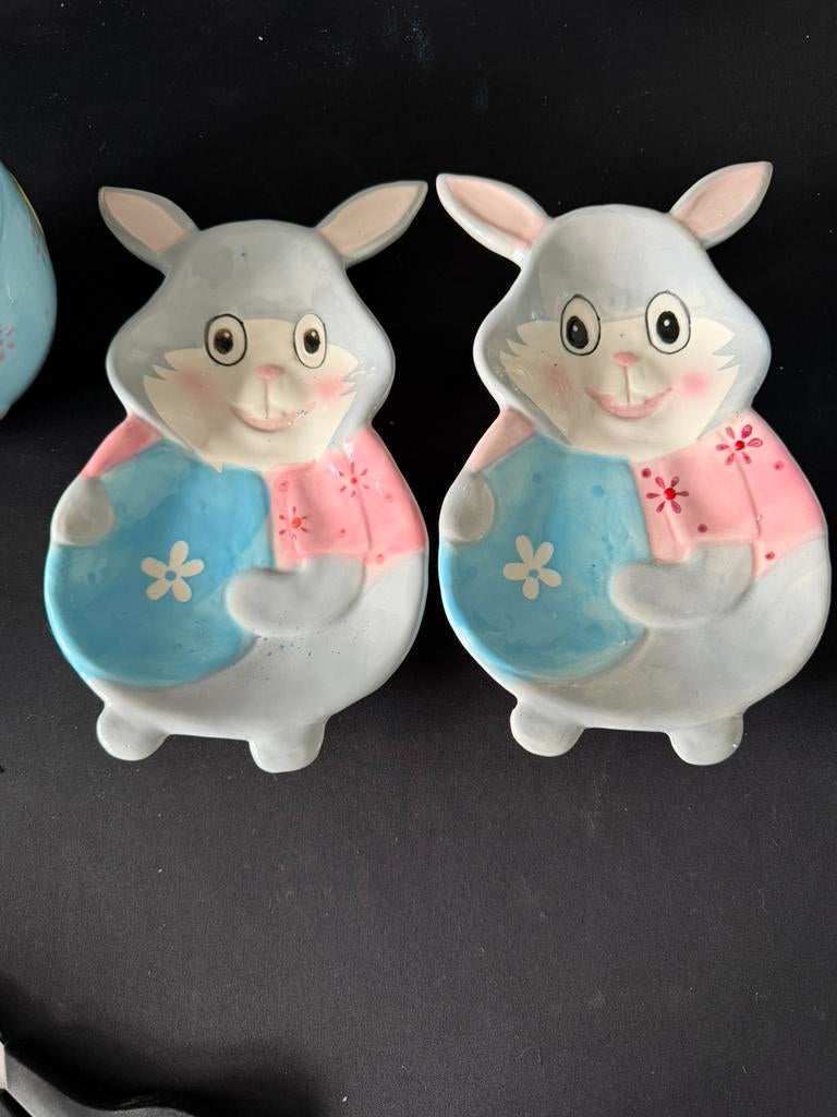 Paas bordjes 2x (voor paaseitjes) en schaaltjes 2x, Diversen, Pasen, Ophalen of Verzenden, Zo goed als nieuw