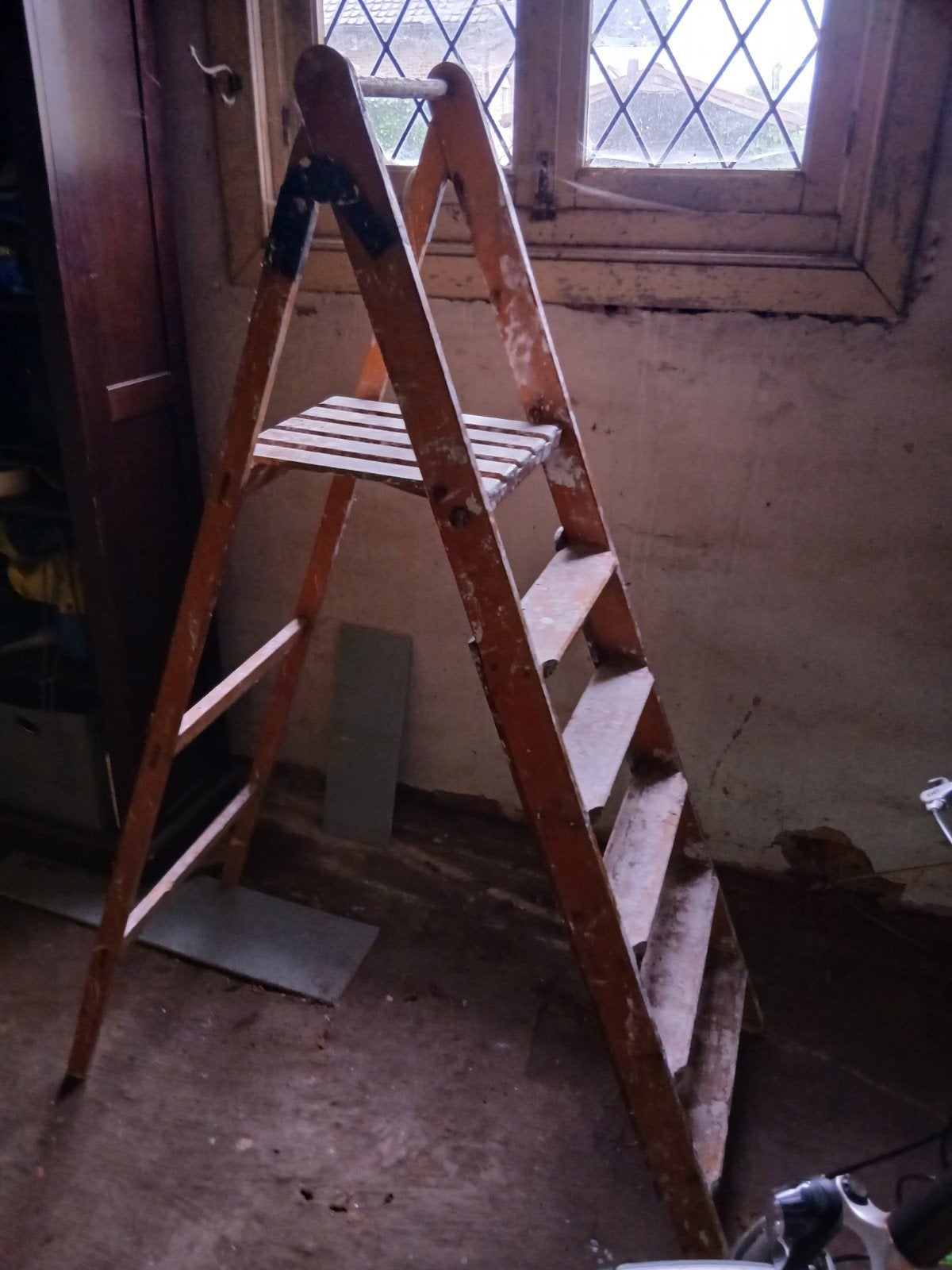 Nostalgische Houten Schilderstrap met 5 Treden en Plateau, Ophalen of Verzenden