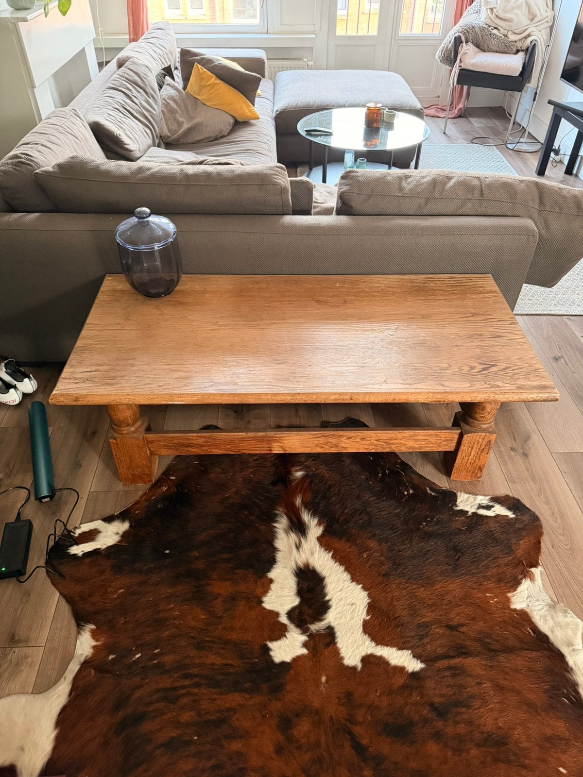 Massief houten koffietafel, Antiek en Kunst, Ophalen of Verzenden