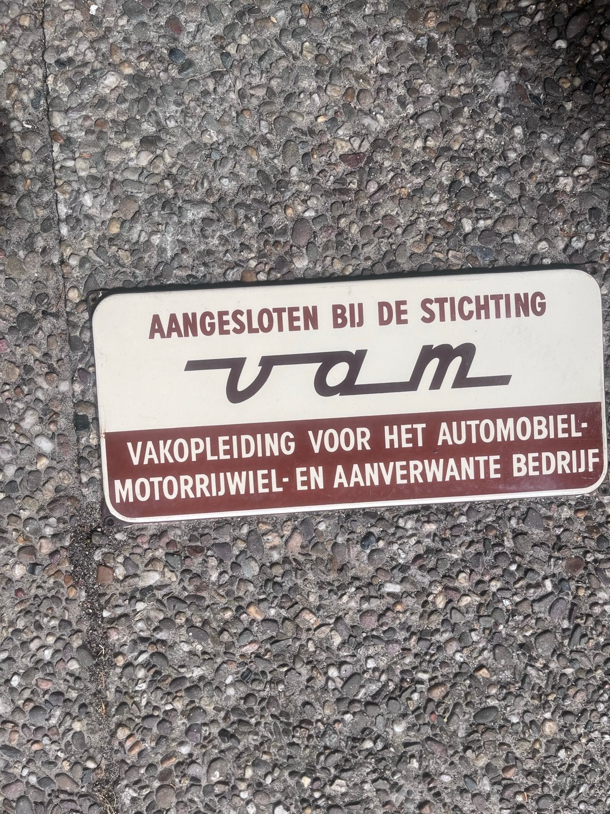 Vintage VAM Emaille Bord - Vakopleiding Automobiel, Ophalen of Verzenden