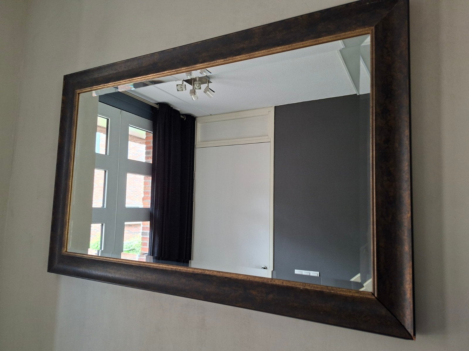 Rechthoekige spiegel met facet geslepen glas, Ophalen, Gebruikt, 100 tot 125 cm, Minder dan 100 cm