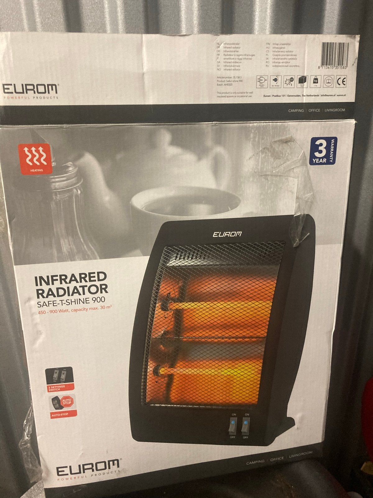 Eurom Infrared Radiator Safe-T-Shine 900, Radiator, Nieuw, Ophalen of Verzenden, 60 tot 150 cm