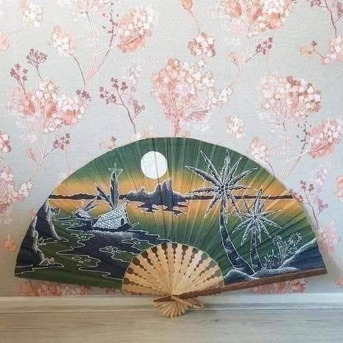 Antieke Chinese grote vouwwaaier van bamboe, Ophalen of Verzenden