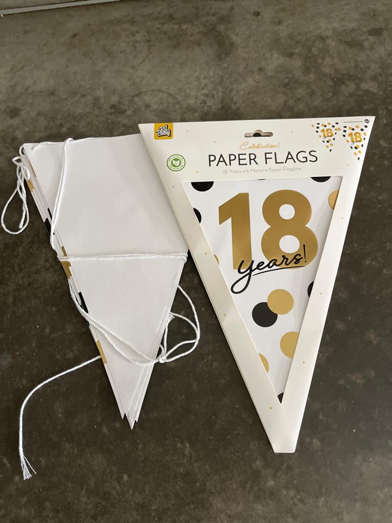 18 Jaar Verjaardagsdecoratie Set - Wit & Goud, Zwart & Goud, Ophalen of Verzenden, Nieuw, Versiering, Verjaardag