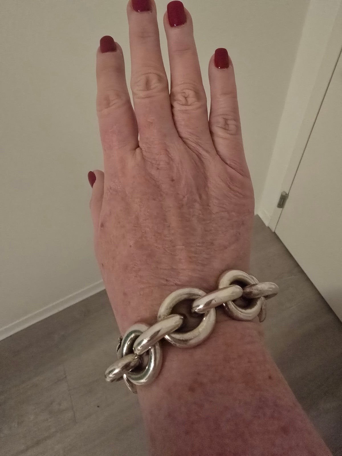 Armband zilver 21 cm met robuuste sluiting, Ophalen, Zo goed als nieuw, Zilver, Zilver
