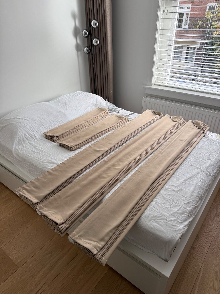 NIEUW Vouwgordijnen beige/goud, Huis en Inrichting, Ophalen, Overige merken, Beige, 173 cm