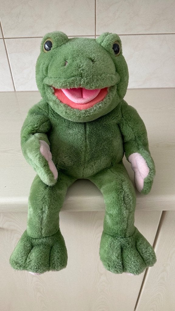 Kermit de kikker handpop / buikspreekpop, Kinderen en Baby's, Speelgoed | Knuffels en Pluche, Kikker, Groen, Overige merken, Overige karakters