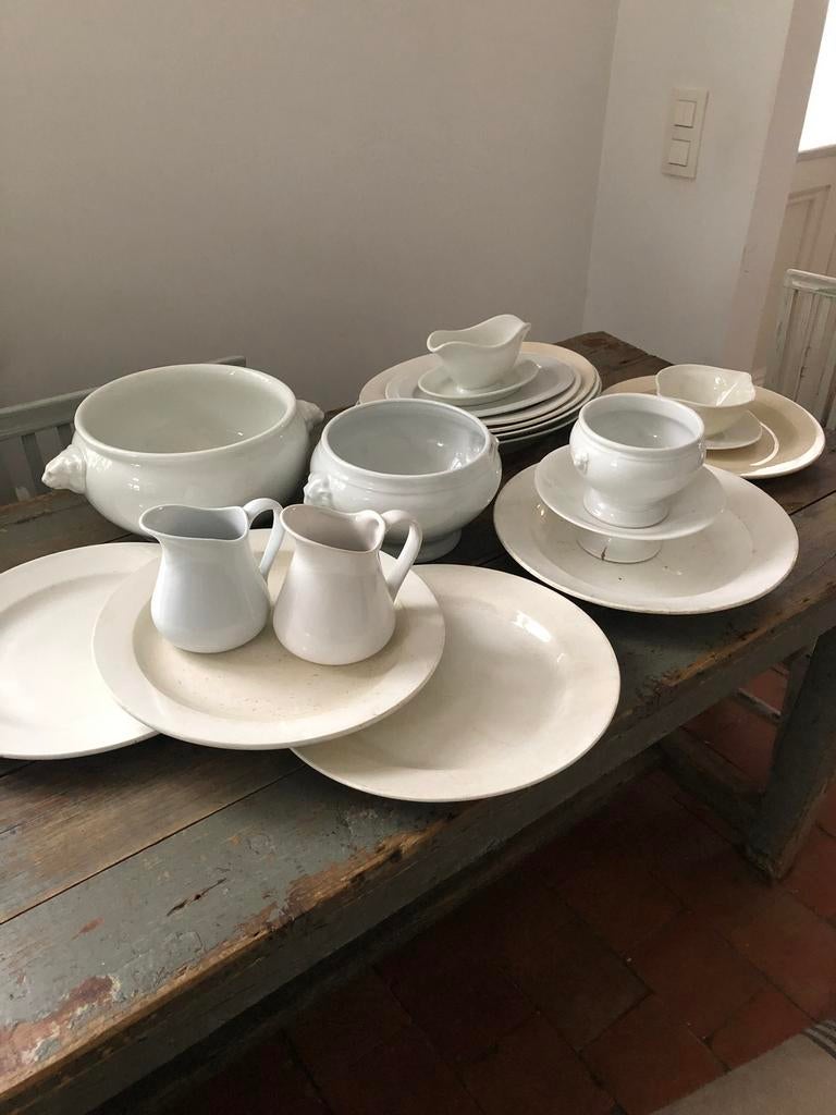 ANTIEK WIT SERVIESGOED KERAMIEK SERVIES VEEL KEUZE!, Antiek en Kunst, Ophalen of Verzenden
