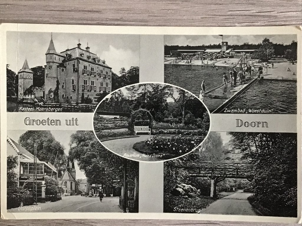 Oude ansichtkaart Groeten uit Doorn -Kasteel Moersbergen1950, Verzamelen, Ophalen of Verzenden, 1940 tot 1960, Ongelopen, Utrecht