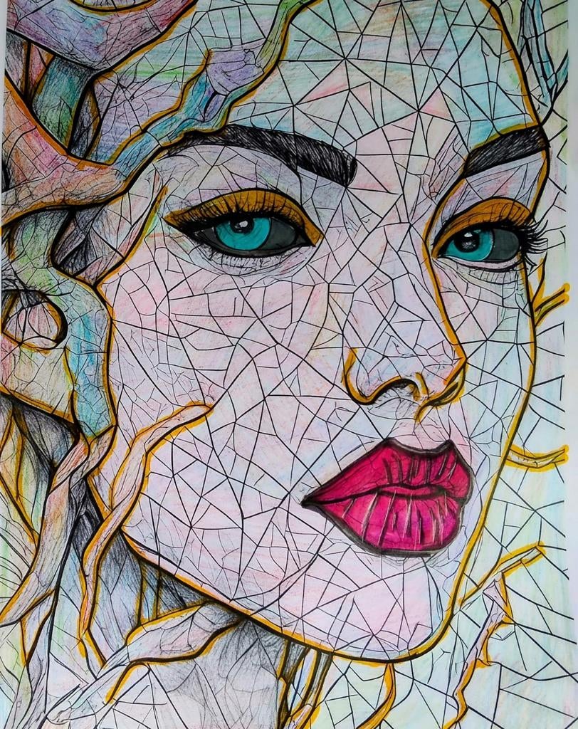 Uniek handgetekend portret met lijst, Ophalen of Verzenden