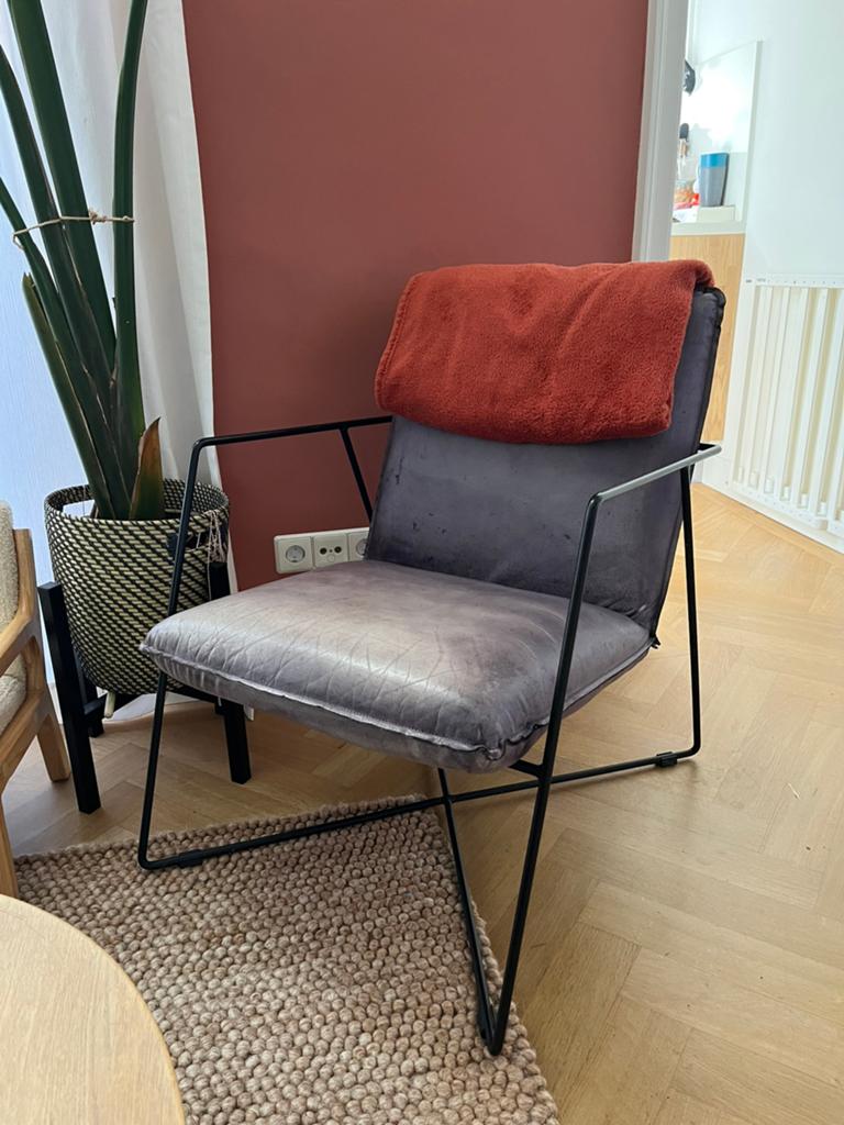 Industrial Fauteuil - Grijs - Leer - De Bommel Meubelen, Ophalen, Zo goed als nieuw, 50 tot 75 cm, Leer