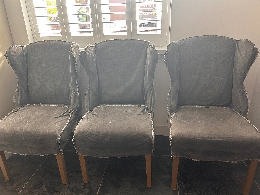 6 Eetkamer stoelen, Huis en Inrichting, Ophalen, Gebruikt, Zwart, Stof