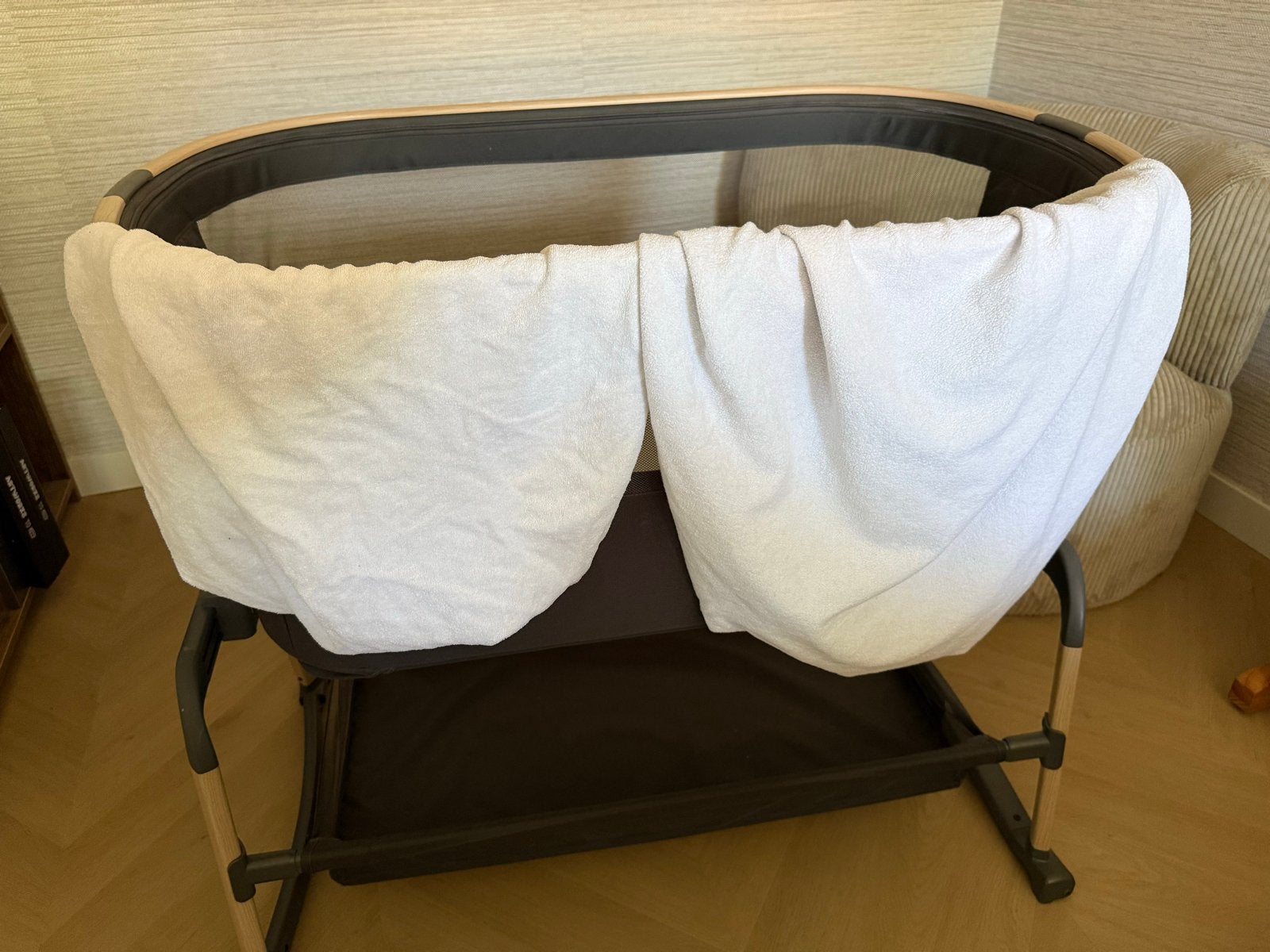 Maxi-Cosi Iora Air Co-Sleeper Wiegje compleet met beddengoed, Ophalen, Gebruikt, Minder dan 140 cm, Matras