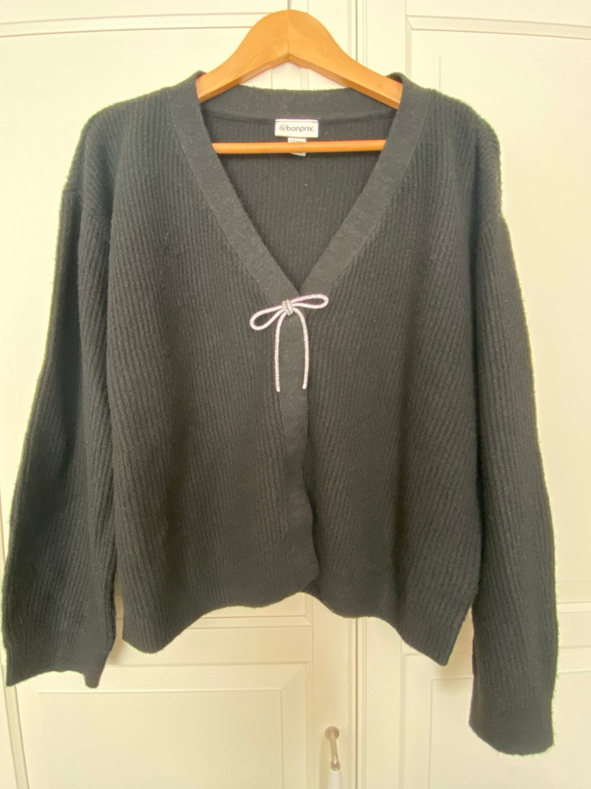 Zwart vest met glitter strik - Bonprix maat L, Kleding | Dames, Ophalen of Verzenden, Zo goed als nieuw, Maat 42/44 (L), Zwart