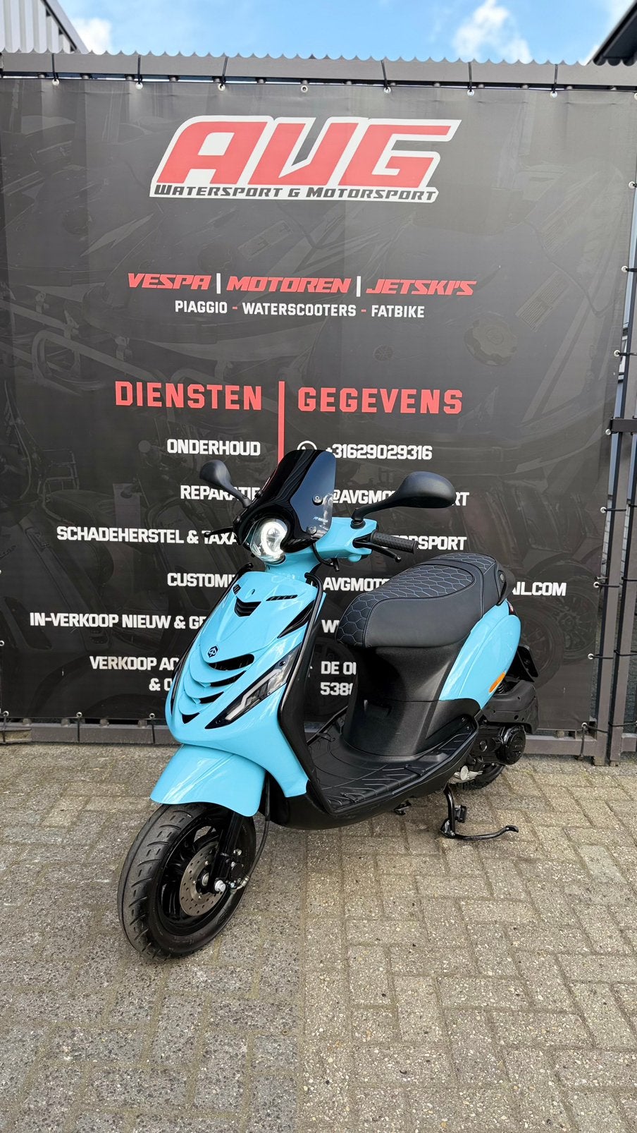 ⭐️CUSTOM Piaggio zip e5 4takt brom GULF blue GRATIS BEZORGD!, Maximaal 45 km/u, Zip, Ophalen of Verzenden, Zo goed als nieuw