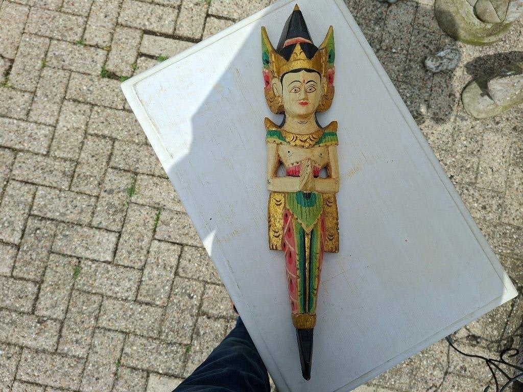 houtsnijwerk antiek handgemaakte hout wand decoratie beeld, Ophalen of Verzenden, Houtsnijwerk