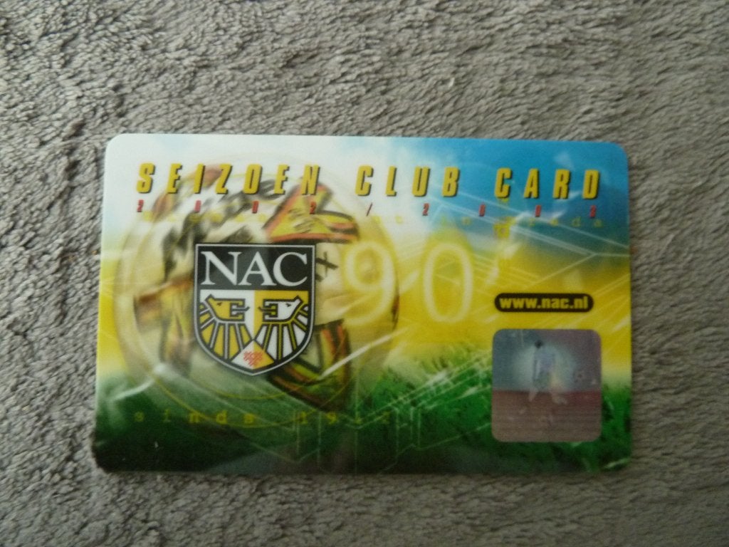 Seizoenclubcard  NAC 2002/2003.  Groene achterkant bedrijven, Ophalen of Verzenden, Gebruikt, NAC Breda, Overige typen