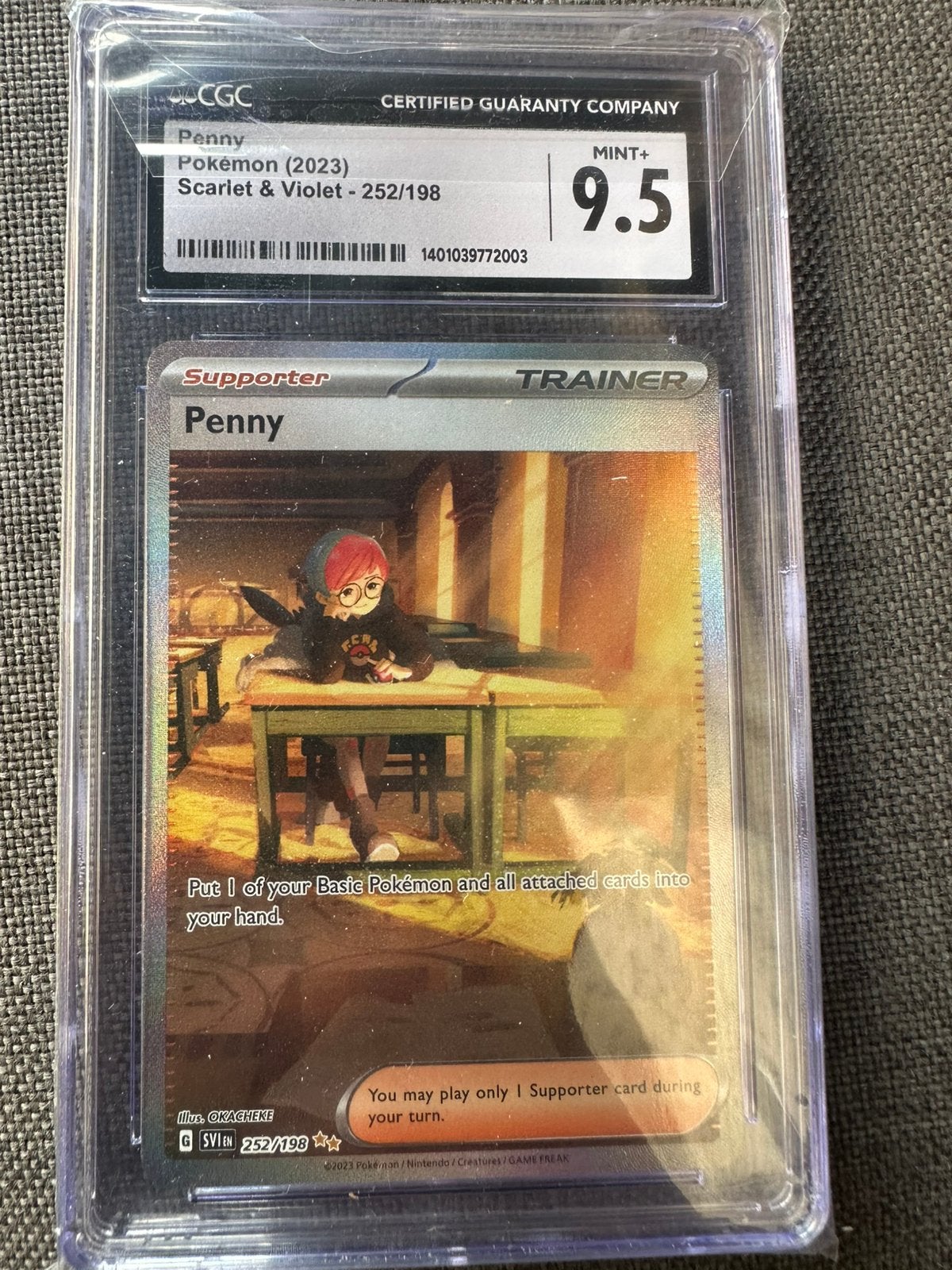 Penny sv1/252 pokemon kaart cgc grade 9,5, Ophalen of Verzenden, Zo goed als nieuw