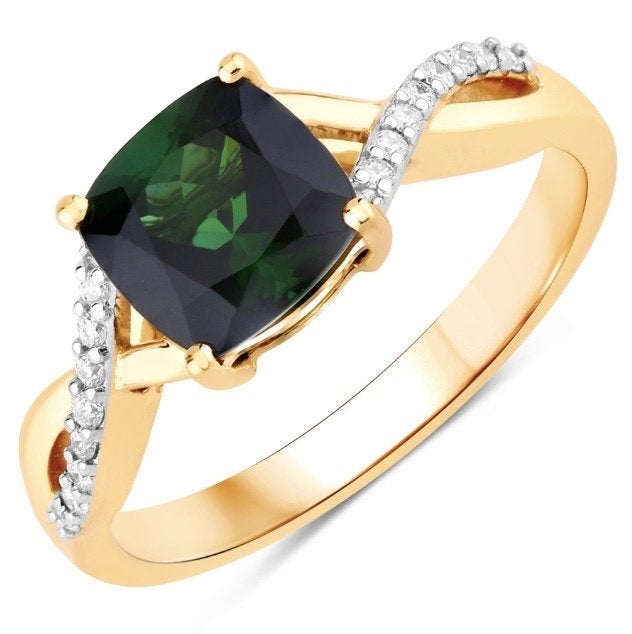14 karaat geel gouden ring met 1.77ct toermalijn diamant, Ophalen, Geel, Zo goed als nieuw, 17 tot 18