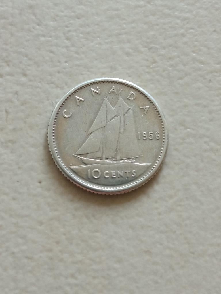 Canada 10 cent 1956., Postzegels en Munten, Ophalen of Verzenden, Noord-Amerika, Losse munt, Zilver