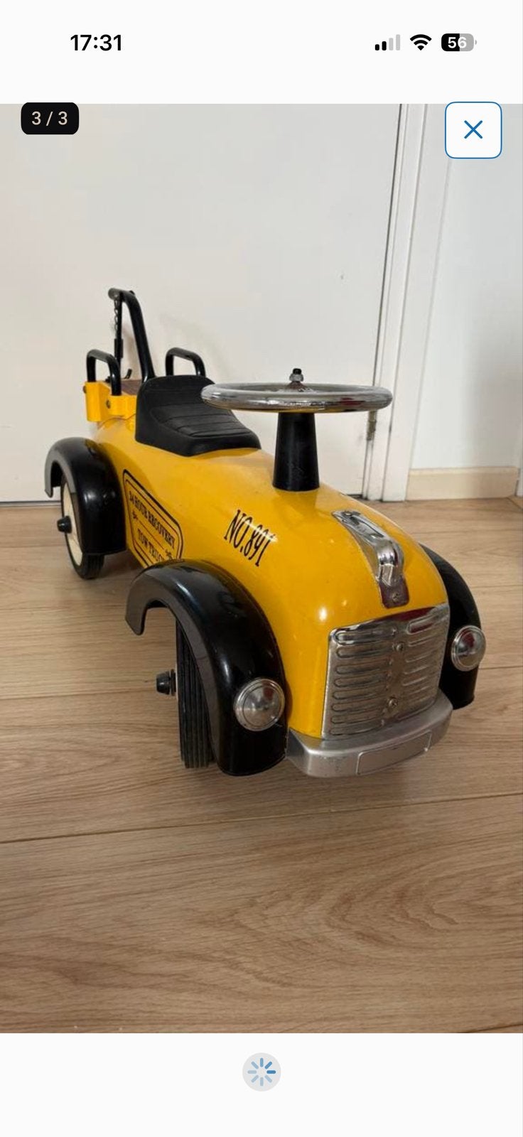 Retro Roller Speedster Tommy - Gele metalen kinder loopauto, Ophalen, Zo goed als nieuw