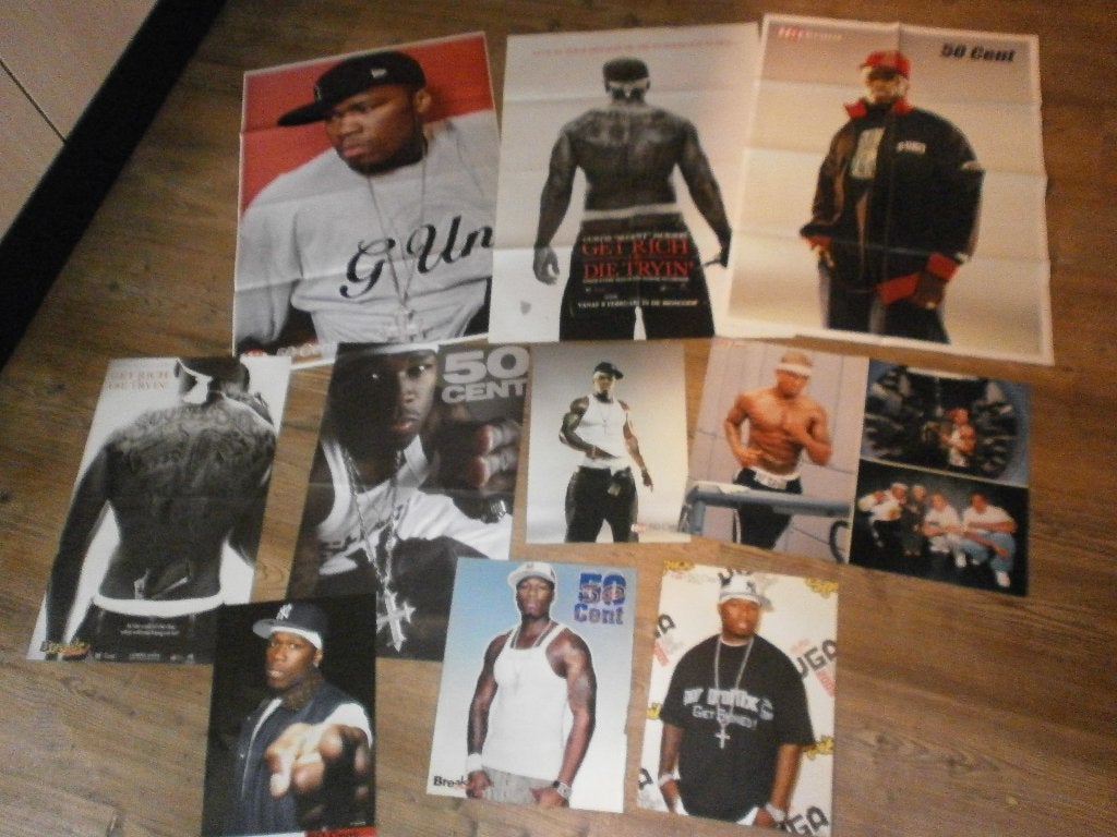 set posters rapper , hip hop artiest  50 cent    xl a3 en a4, Verzenden, Zo goed als nieuw, A1 t/m A3, Muziek