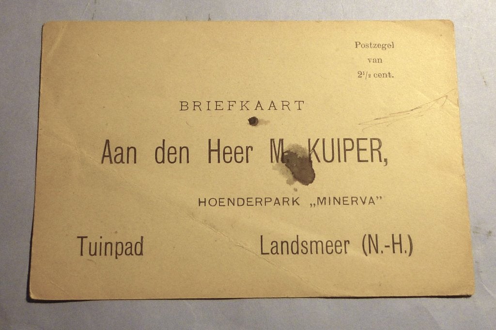 Hoenderpark Minerva - Landsmeer plm 1925 kippen en eieren, Ophalen of Verzenden, 1920 tot 1940, Ongelopen, Ambachten of Beroep