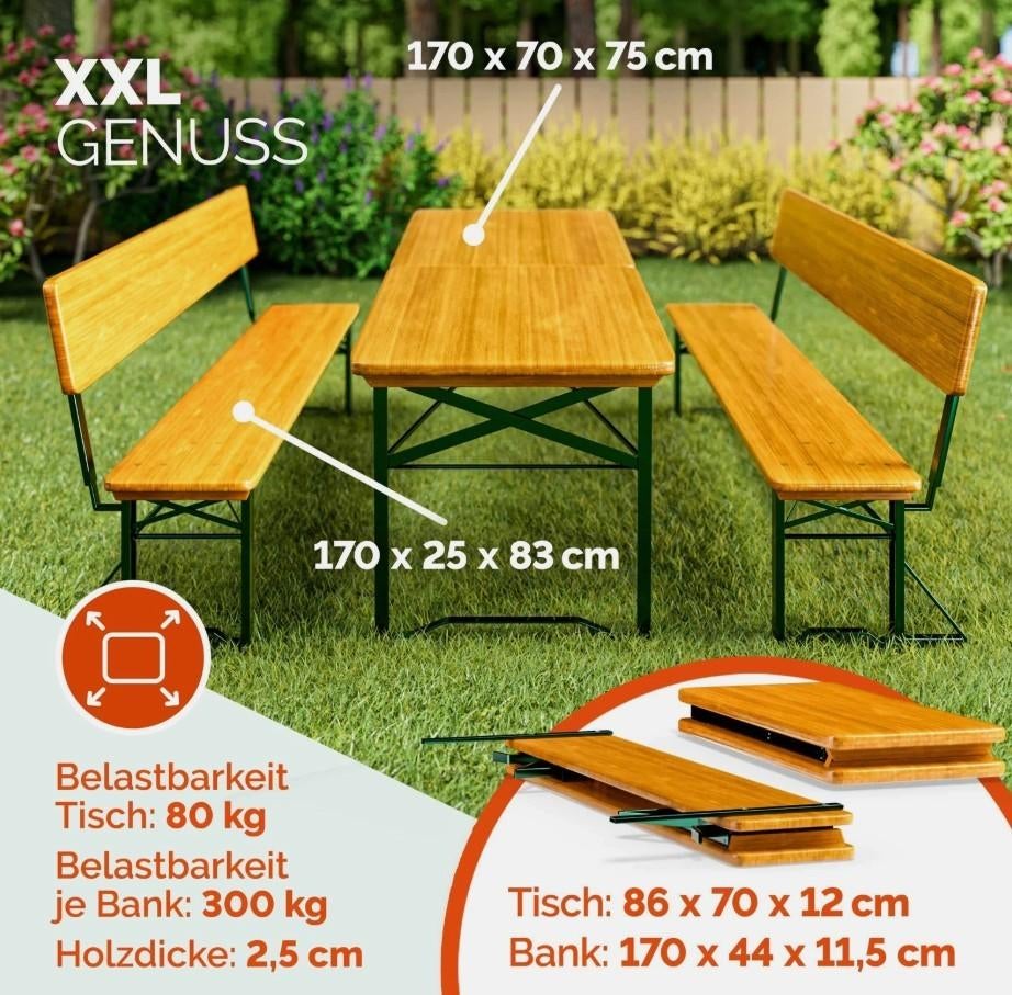 Biertafel biertafels bierbanken + rugleuning GRATIS BEZORGD!, Campingtafel, Verzenden, Nieuw, Nvt