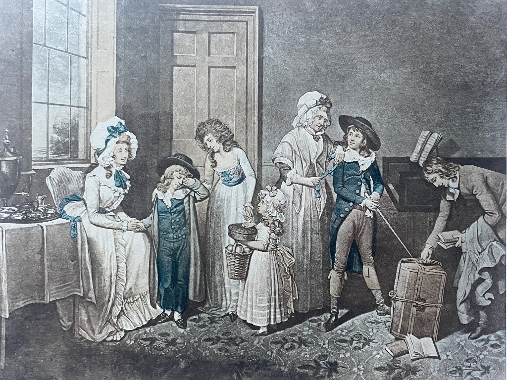 1790 origineel Black Monday - Departure for School - P0585, Ophalen of Verzenden, Ets, 1800 - 1899