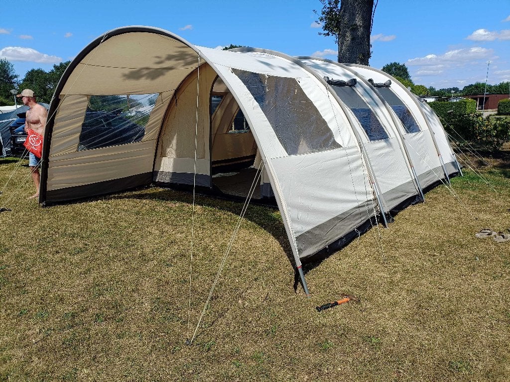 Tent (tunnel) 6p BaseCamp Ambate VI DeLuxe., Caravans en Kamperen, Ophalen, Gebruikt, Tot en met 6