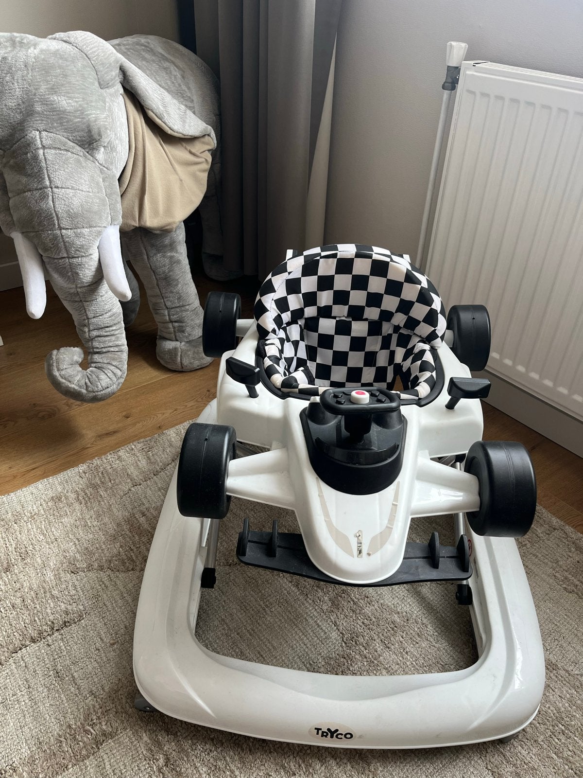 Tryco Formule 1 Loopstoel - Wit/Zwart geblokt, Ophalen of Verzenden, Zo goed als nieuw