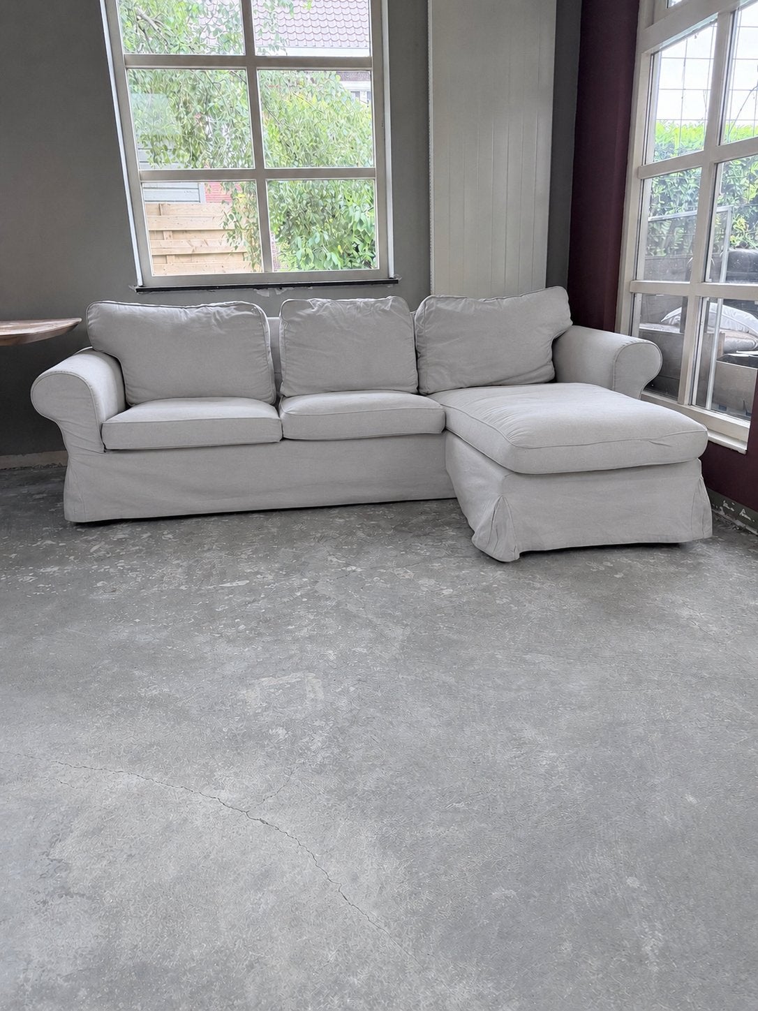 IKEA Ektorp 3-zitsbank met chaise longue, Huis en Inrichting, Ophalen, Gebruikt, Stof, Landelijk