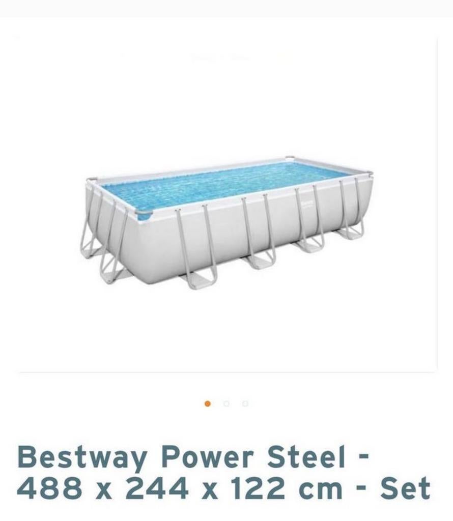 Bestway Power Steel Zwembad 488x244x122cm met pomp en trap, 200 tot 300 cm, Zo goed als nieuw, Rechthoekig, Ophalen