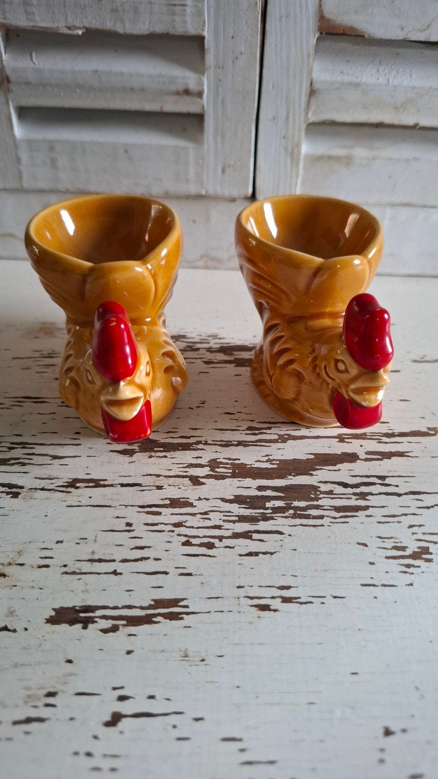 Vintage haan eierdopjes - set van 2, Antiek en Kunst, Ophalen of Verzenden