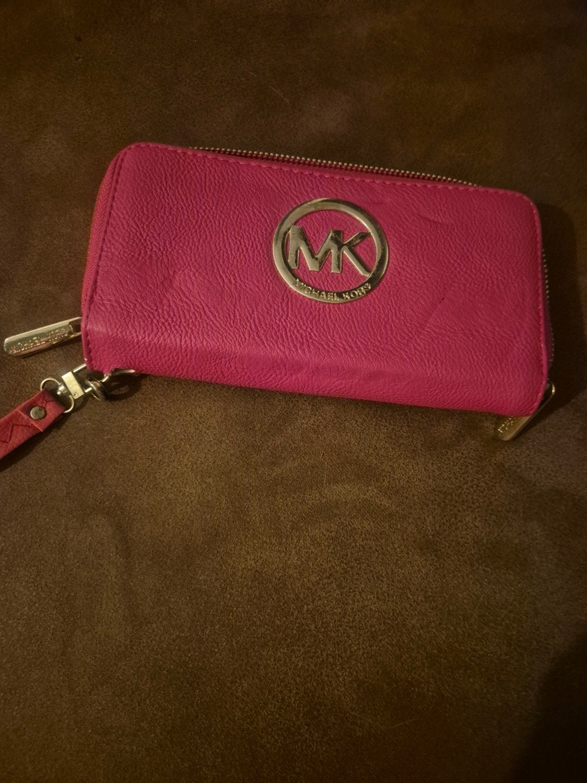 Michael Kors portemonnee tas tasje fuchsia met polsbandje, Ophalen of Verzenden, Gebruikt, Roze, Overige merken