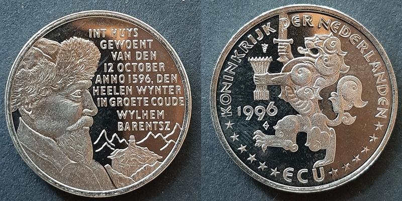 5 Ecu munten 1996, Postzegels en Munten, Penningen en Medailles, Verzenden, Overige materialen, Nederland
