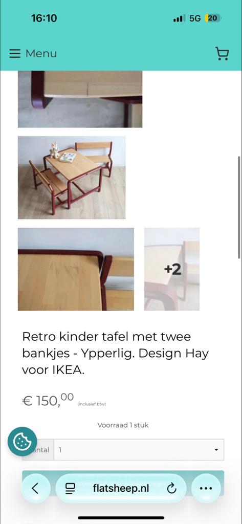 Retro kinder tafel met twee bankjes - Ypperlig Hay IKEA, Ophalen of Verzenden, Gebruikt, Tafel(s) en Stoel(en)