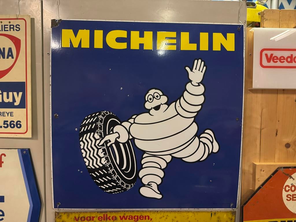 Michelin Emaille Reclamebord XL - Bibendum, Ophalen, Reclamebord, Gebruikt, .