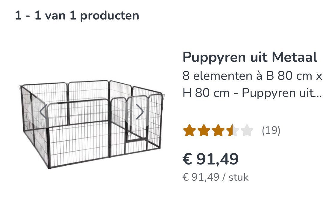 Metalen Puppy ren voor binnen en buiten, Ophalen, Zo goed als nieuw, 110 cm of meer, 65 tot 100 cm