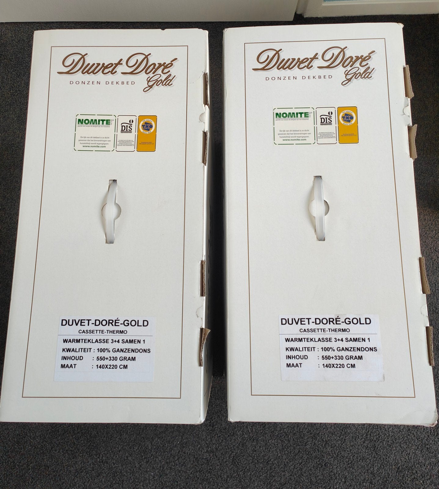 Duvet Doré Gold Donzen Dekbed - Cassette-Thermo, Eenpersoons, Wit, Dons en Veren, Ophalen of Verzenden