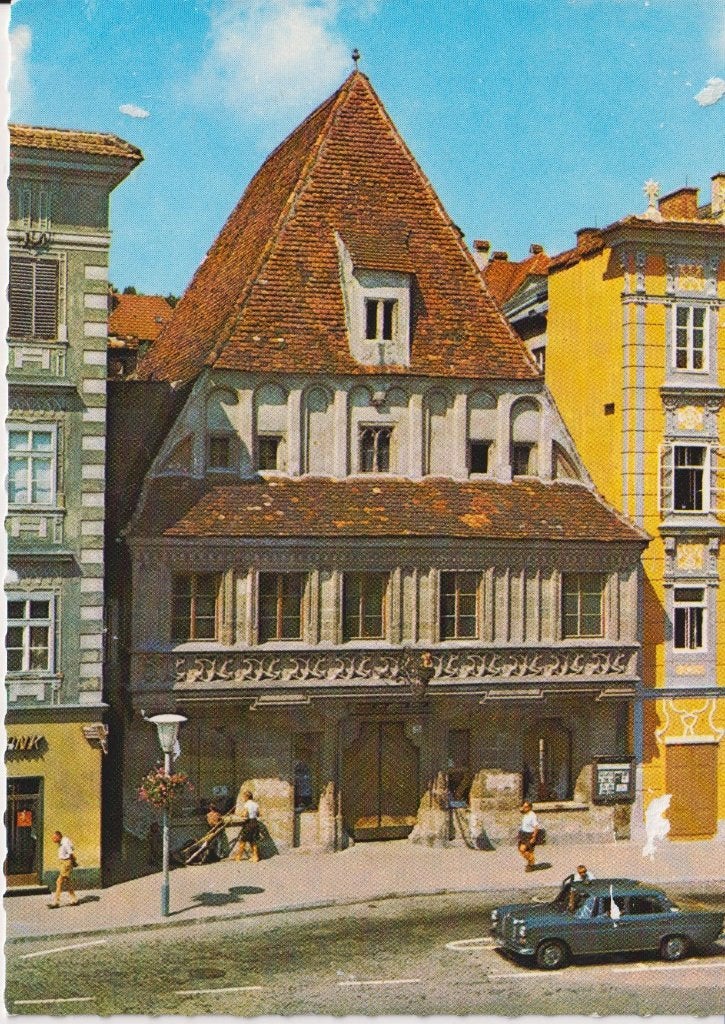 Oostenrijk, Steyr met auto Mercedes Heckflosse W110, Ophalen of Verzenden, 1960 tot 1980, Ongelopen, Oostenrijk