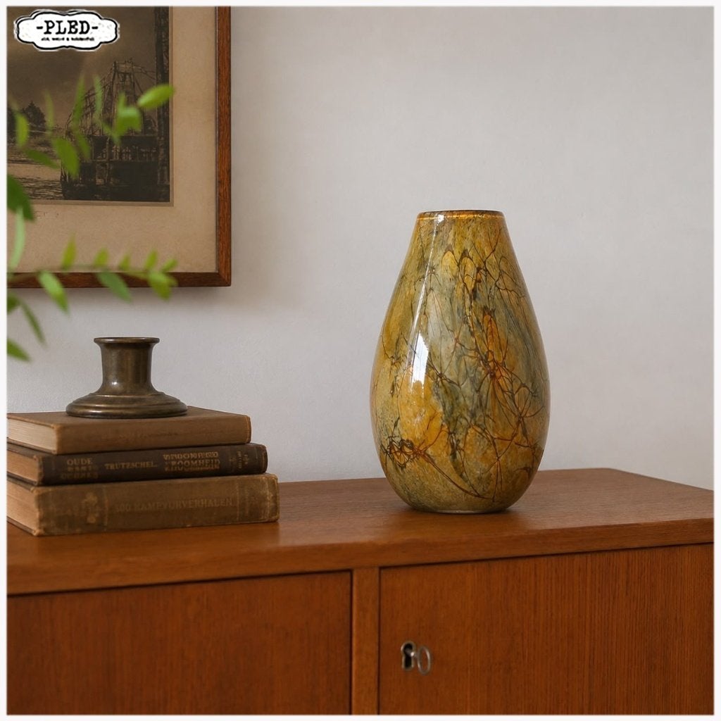 Amberkleurige “Art Glass” vaas uit Krosno, Polen, Ophalen, Meerkleurig, 30 cm, Nieuw