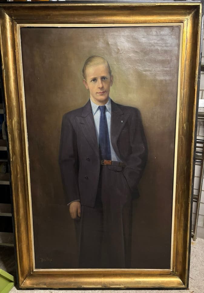 Groot portret van een jongeman Jacques Detaeye, Antiek en Kunst, Ophalen, Doek, Portret of Personen, Gesigneerd