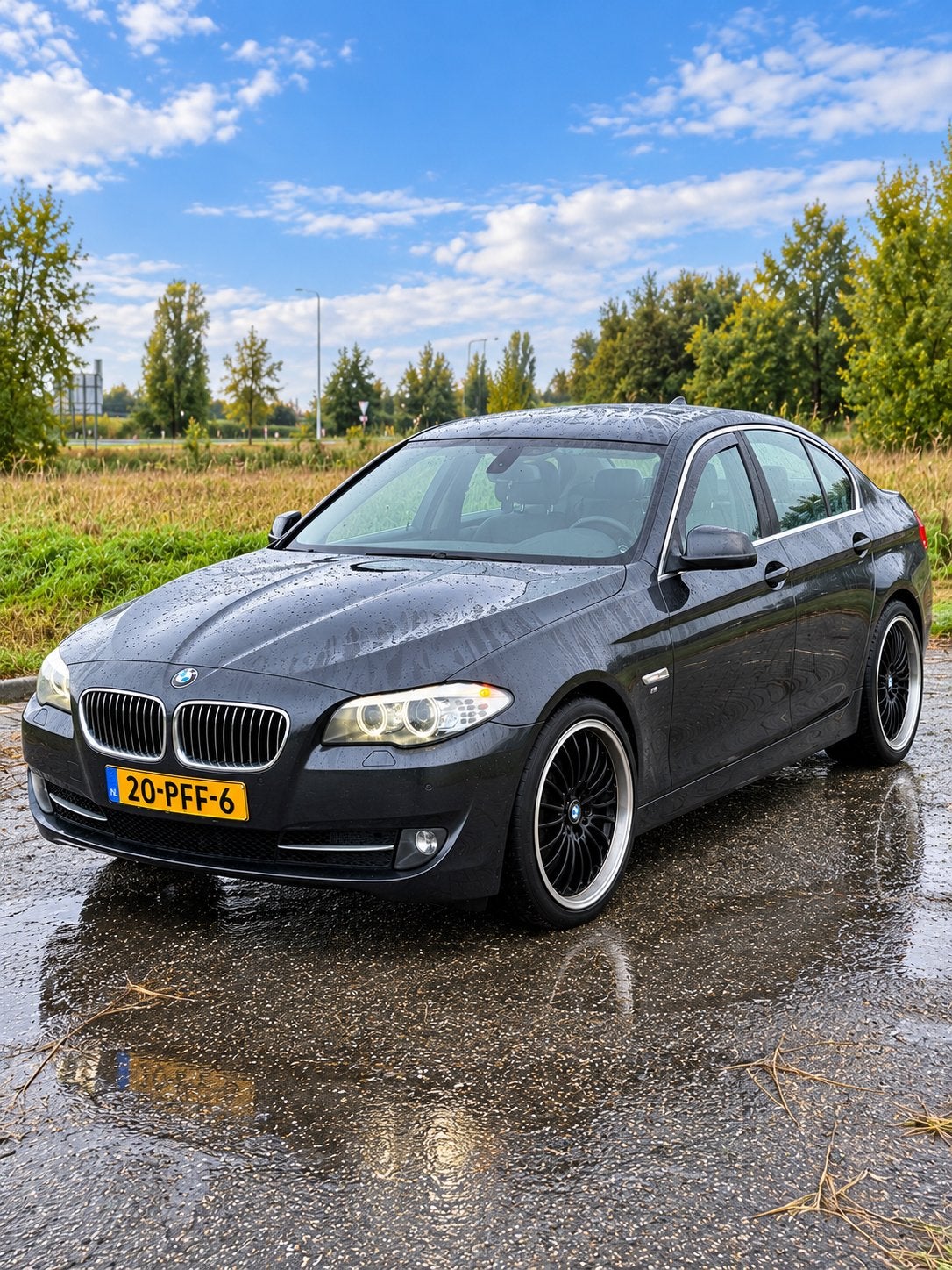 BMW 5-serie F10 3.0 6-Cilinder 8-AUT M-Sport CarPlay 20inch, Auto's, Achterwielaandrijving, Zwart, 2000 kg, Bedrijf