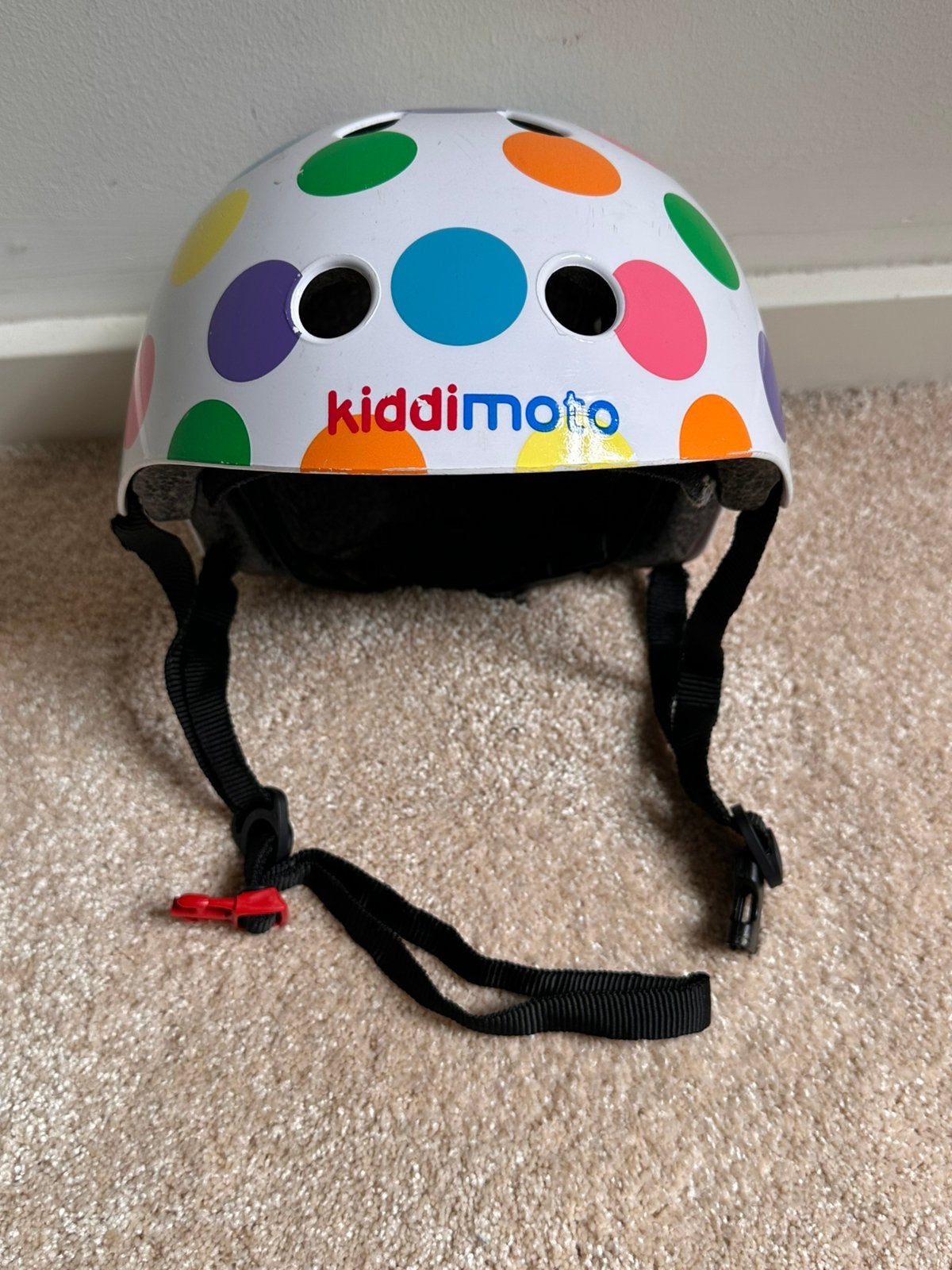 Te koop: Kiddimoto kinderhelm – stippen, Ophalen of Verzenden, Gebruikt