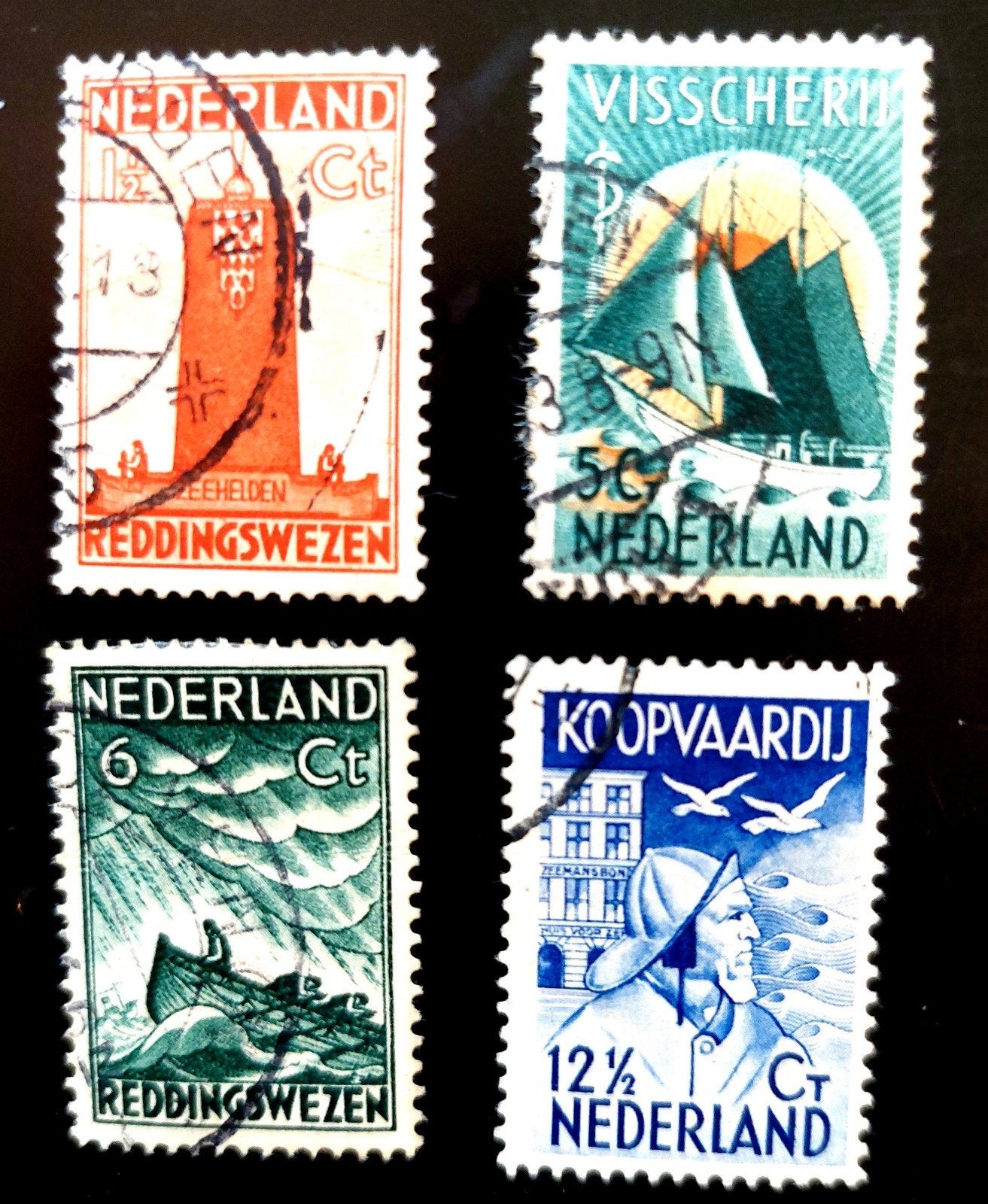 postzegels Zeemanzegels 1933 gebruikt, Postzegels en Munten, Ophalen of Verzenden, T/m 1940, Gestempeld