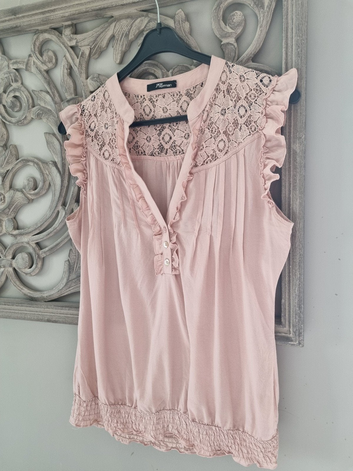 Top in oudrose met ruches en kant, Maat 38/40 (M), Jane Norman, Ophalen of Verzenden, Roze