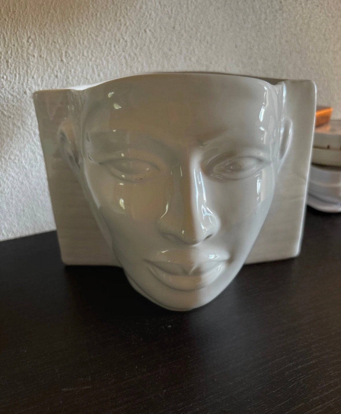 Vintage bloempot gezicht, Rond, Ophalen of Verzenden, Zo goed als nieuw, Aardewerk