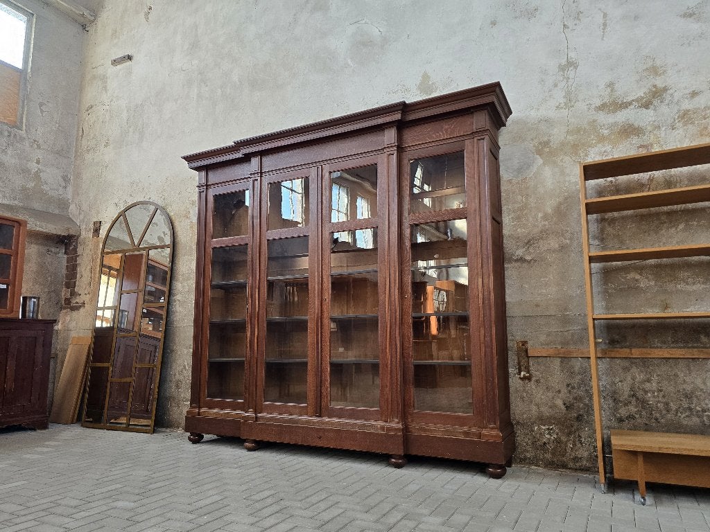 2x Grote Demontabele Eiken Vitrine Kast | Antiek Vitrinekast