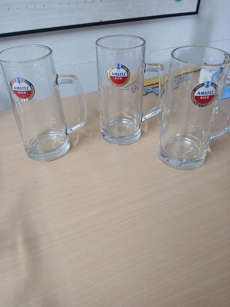 3 Amstel Bier pullen - 0,5 liter, Ophalen of Verzenden, Overige merken, Glas, Overige typen